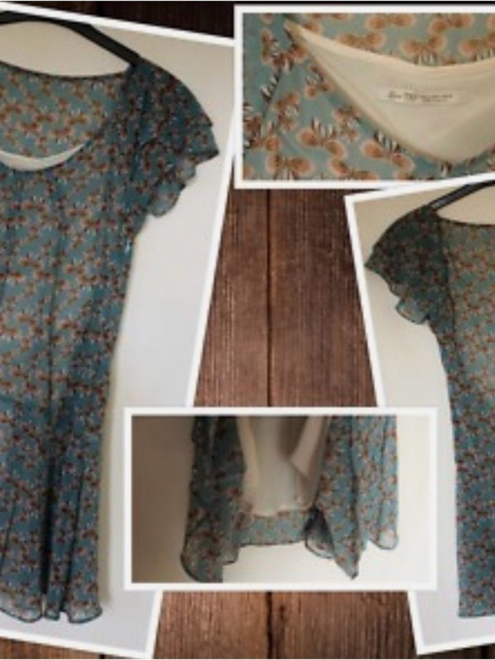 Zara Teal Floral Mini Dress with Cream Lining